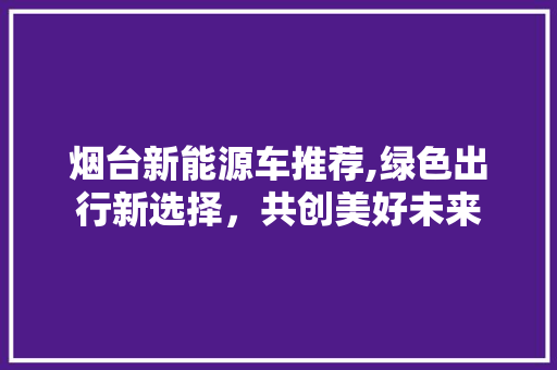 烟台新能源车推荐,绿色出行新选择，共创美好未来
