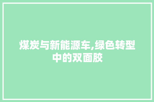 煤炭与新能源车,绿色转型中的双面胶