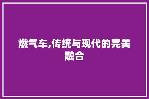 燃气车,传统与现代的完美融合