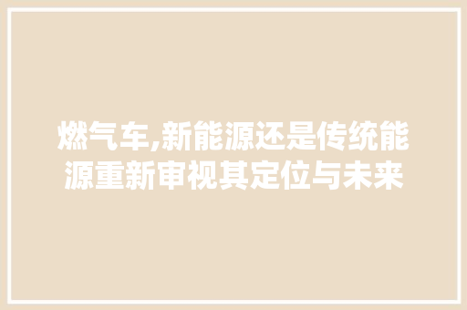燃气车,新能源还是传统能源重新审视其定位与未来