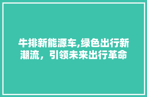 牛排新能源车,绿色出行新潮流，引领未来出行革命