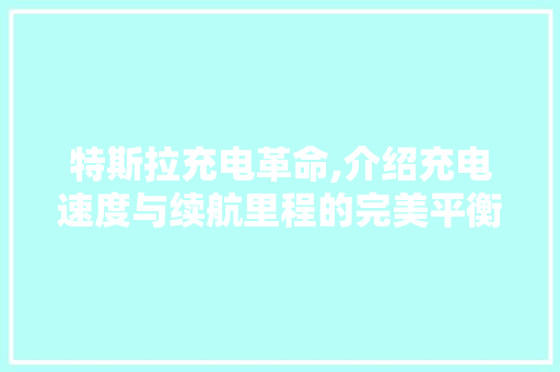 特斯拉充电革命,介绍充电速度与续航里程的完美平衡