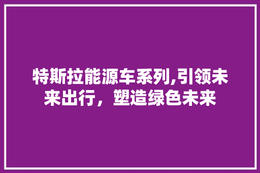特斯拉能源车系列,引领未来出行，塑造绿色未来