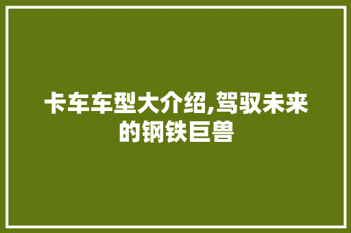 卡车车型大介绍,驾驭未来的钢铁巨兽