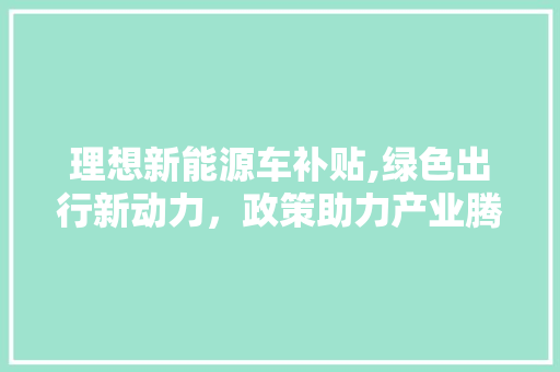 理想新能源车补贴,绿色出行新动力，政策助力产业腾飞