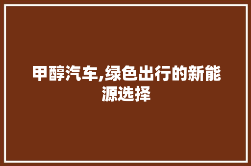 甲醇汽车,绿色出行的新能源选择