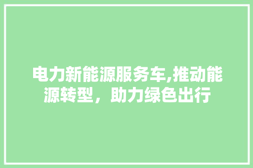 电力新能源服务车,推动能源转型，助力绿色出行