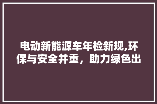 电动新能源车年检新规,环保与安全并重，助力绿色出行