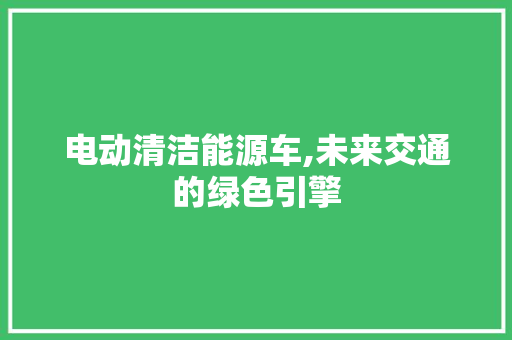 电动清洁能源车,未来交通的绿色引擎