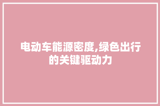 电动车能源密度,绿色出行的关键驱动力