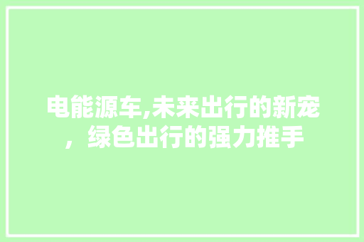 电能源车,未来出行的新宠，绿色出行的强力推手