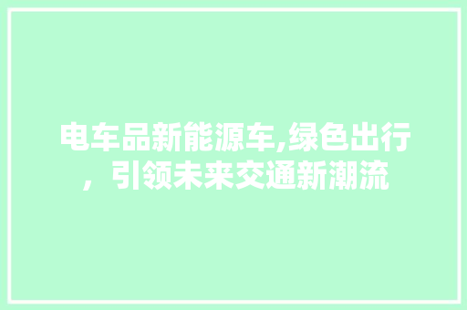 电车品新能源车,绿色出行，引领未来交通新潮流