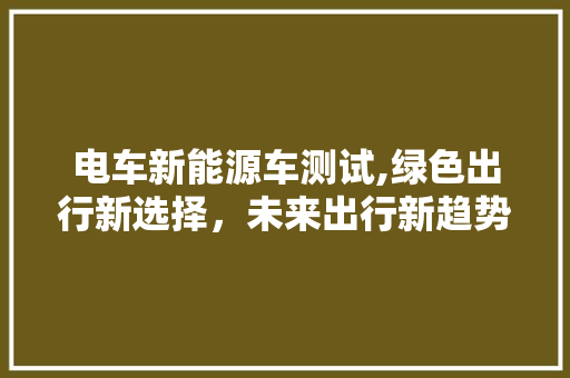 电车新能源车测试,绿色出行新选择，未来出行新趋势