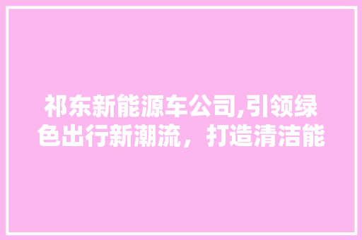 祁东新能源车公司,引领绿色出行新潮流，打造清洁能源产业新标杆