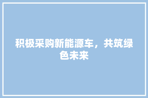 积极采购新能源车，共筑绿色未来