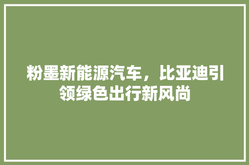 粉墨新能源汽车，比亚迪引领绿色出行新风尚