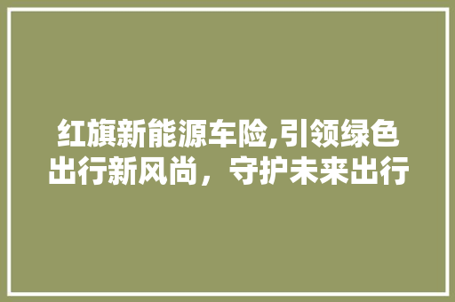 红旗新能源车险,引领绿色出行新风尚，守护未来出行无忧