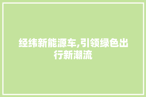 经纬新能源车,引领绿色出行新潮流