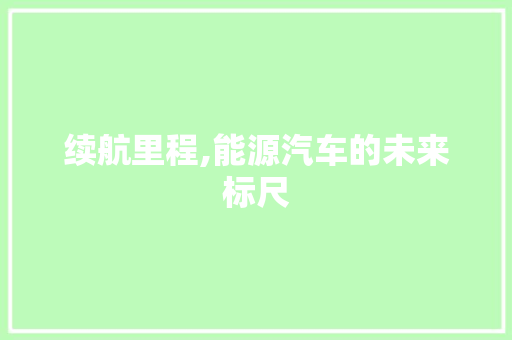 续航里程,能源汽车的未来标尺