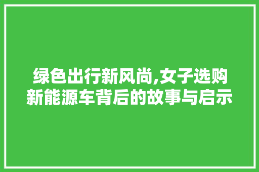 绿色出行新风尚,女子选购新能源车背后的故事与启示