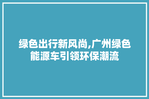 绿色出行新风尚,广州绿色能源车引领环保潮流