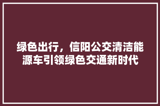 绿色出行，信阳公交清洁能源车引领绿色交通新时代