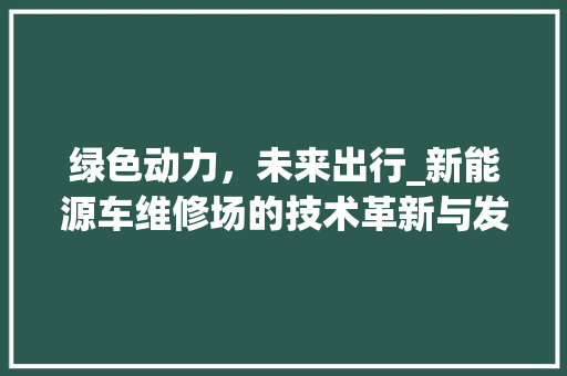 绿色动力，未来出行_新能源车维修场的技术革新与发展