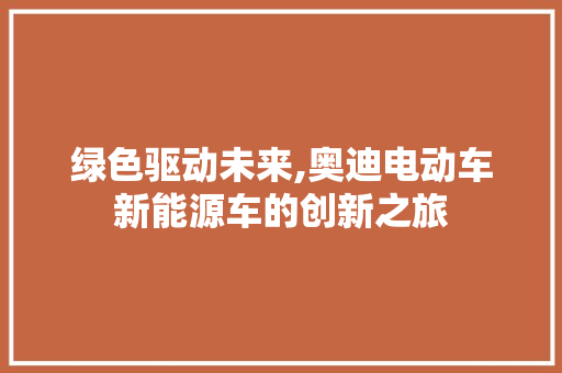 绿色驱动未来,奥迪电动车新能源车的创新之旅