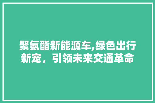 聚氨酯新能源车,绿色出行新宠，引领未来交通革命