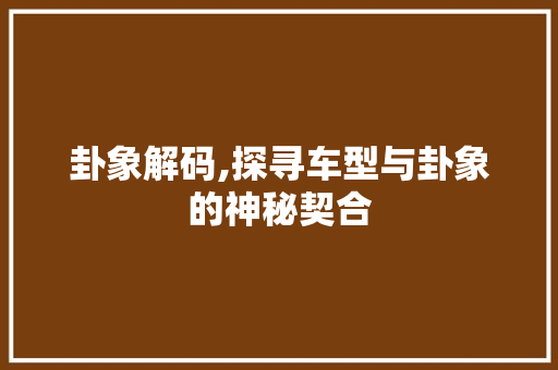 卦象解码,探寻车型与卦象的神秘契合