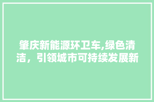 肇庆新能源环卫车,绿色清洁，引领城市可持续发展新风尚
