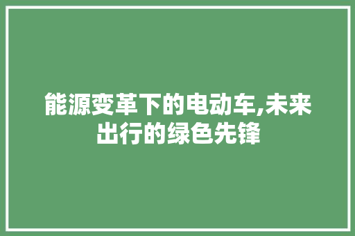 能源变革下的电动车,未来出行的绿色先锋
