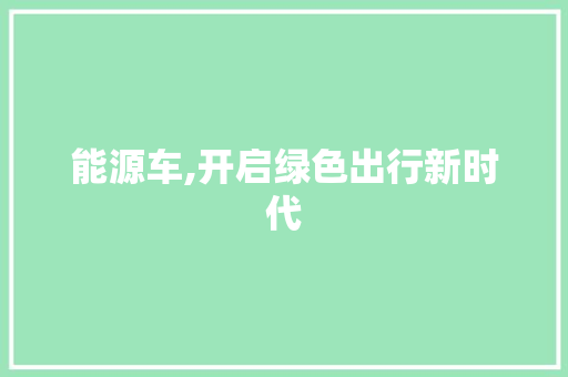 能源车,开启绿色出行新时代