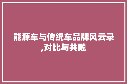 能源车与传统车品牌风云录,对比与共融