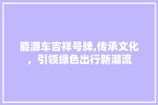 能源车吉祥号牌,传承文化，引领绿色出行新潮流