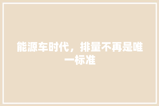 能源车时代，排量不再是唯一标准