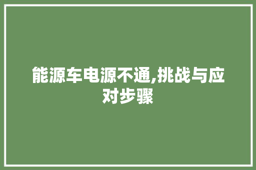 能源车电源不通,挑战与应对步骤