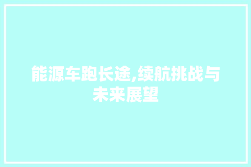 能源车跑长途,续航挑战与未来展望