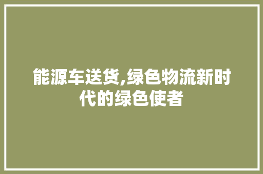 能源车送货,绿色物流新时代的绿色使者