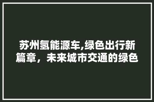 苏州氢能源车,绿色出行新篇章，未来城市交通的绿色引擎 蓄电池配件