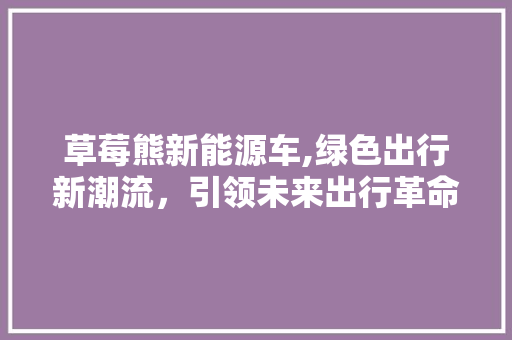 草莓熊新能源车,绿色出行新潮流，引领未来出行革命
