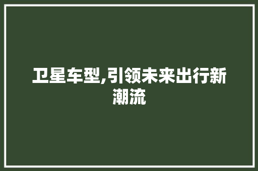 卫星车型,引领未来出行新潮流