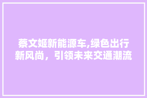 蔡文姬新能源车,绿色出行新风尚，引领未来交通潮流