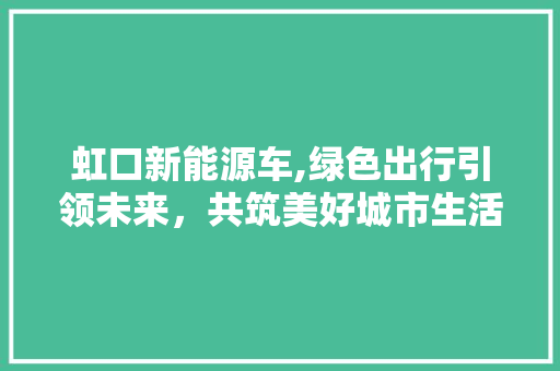 虹口新能源车,绿色出行引领未来，共筑美好城市生活