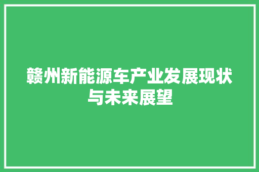赣州新能源车产业发展现状与未来展望