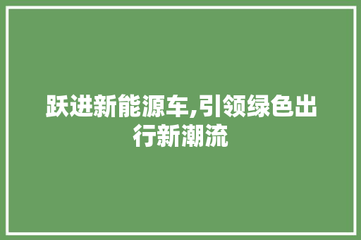 跃进新能源车,引领绿色出行新潮流