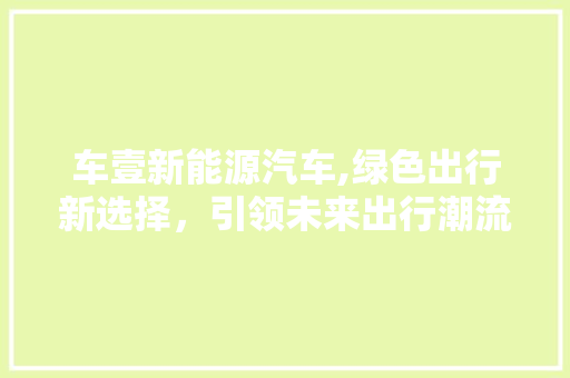 车壹新能源汽车,绿色出行新选择，引领未来出行潮流
