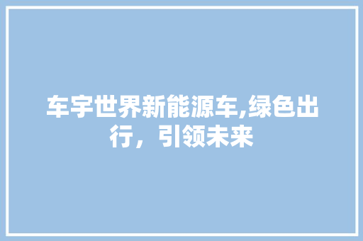 车宇世界新能源车,绿色出行，引领未来