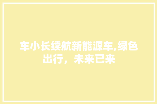 车小长续航新能源车,绿色出行，未来已来