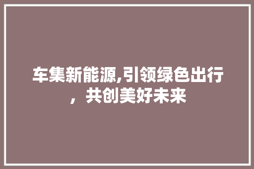车集新能源,引领绿色出行，共创美好未来
